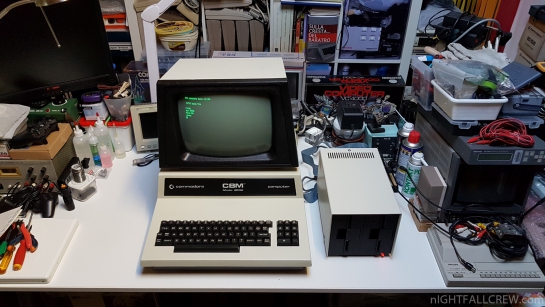 Commodore CBM 8032 (HP - Early version 1980) - CompuThink Disk Drive Controller - External Dual Disk Drive - Woltron ROM-BUS Adapter
