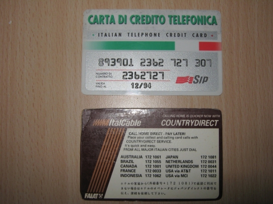 Sip Italian Telephone Credit Card & Italcable card
