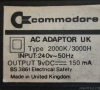 Commodore TV Game Model 3000H (power supply label)